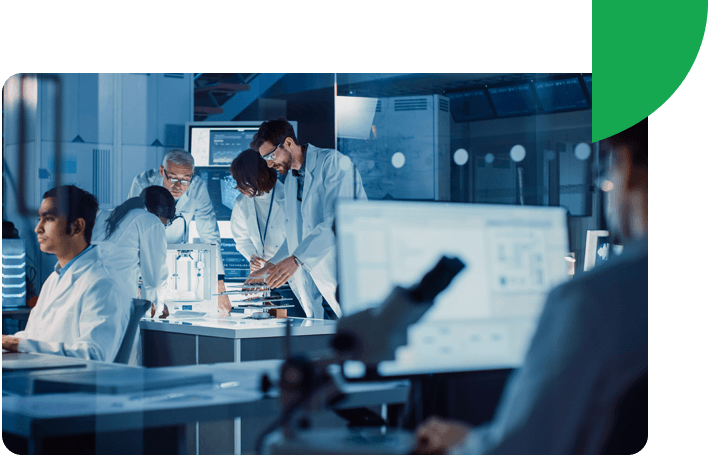 Scientists in a lab researching